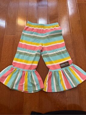 Matilda Jane Pastel Stripe Ruffle Capri Pants - Pink, Teal, Yellow